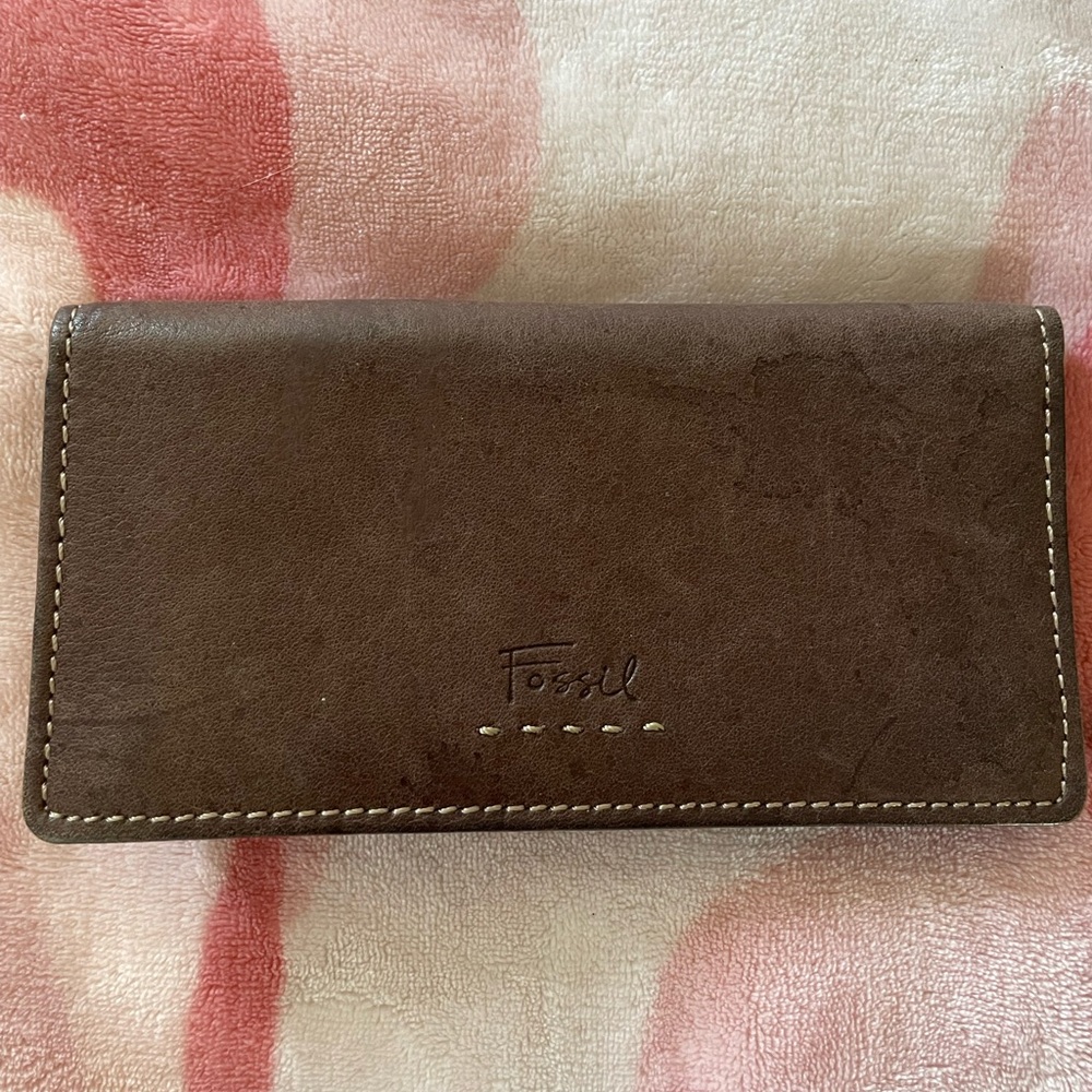 Fossil Popstitch Espresso NWT Wallet & Preowned Checkbook Wallet - Picture 4 of 16